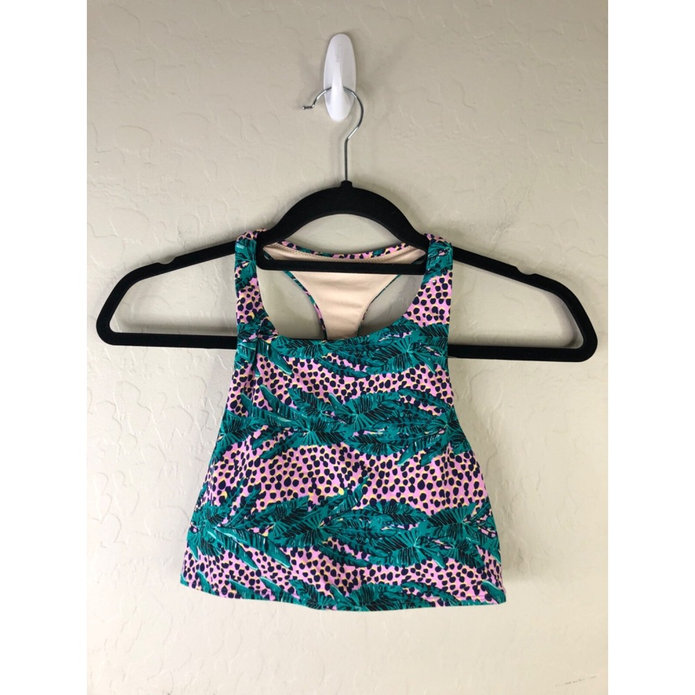 Cotton On Body Womens Medium Tropical Racerback Swim Top Green Purple 664184